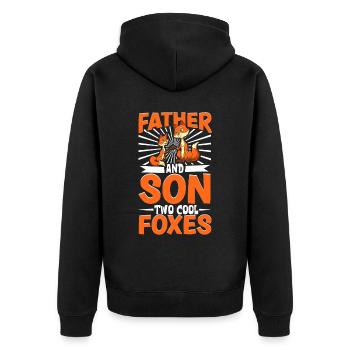 Coole Füchse - Vater und Sohn - Unisex Premium Bio Zip Hoodie - Schwarz - Hinten - Nico (187cm)