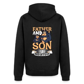The dream team - father and son - Unisex Premium Organic Zip Hoodie - black - Back - Nico (187cm)
