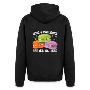 Macaron Love et Macarons sont tout ce dont vous avez besoin de cuisson - Veste à capuche bio Premium Unisexe - noir - Dos - Nico (187cm)