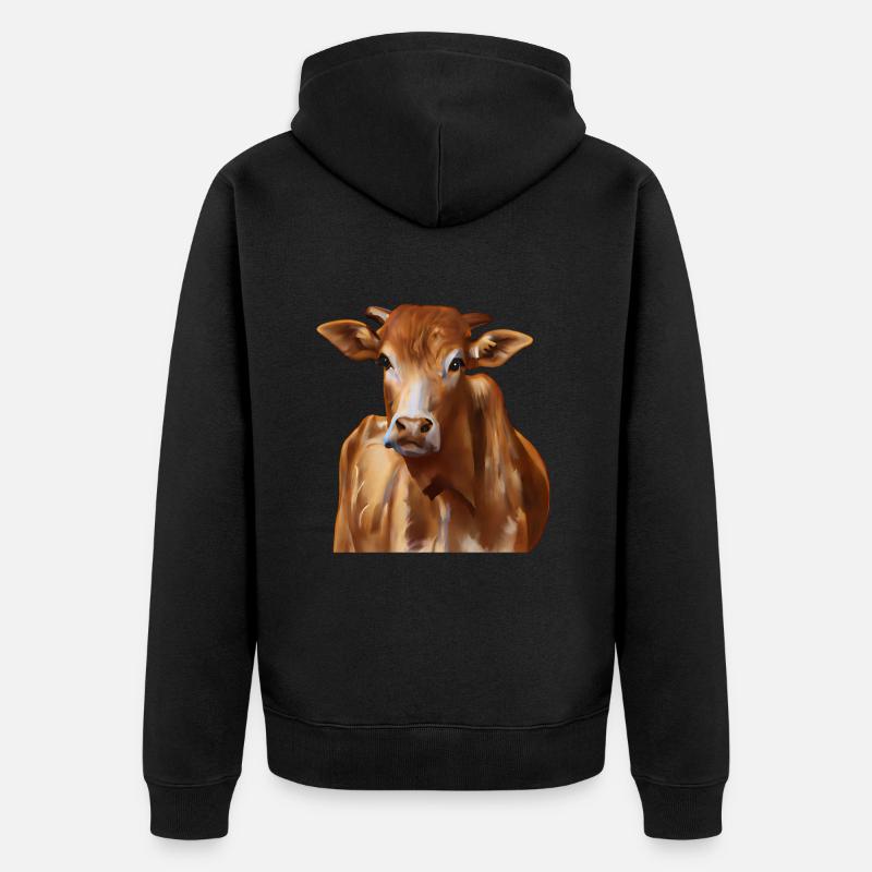 Vache suisse brune - Veste à capuche bio Premium Unisexe - noir