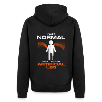 Artificial limb design for leg prosthesis - Unisex Premium Organic Zip Hoodie - black - Back - Nico (187cm)