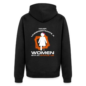 Artificial limb design for leg prosthesis - Unisex Premium Organic Zip Hoodie - black - Back - Nico (187cm)