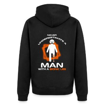 Bionic leg design for leg prostheses - Unisex Premium Organic Zip Hoodie - black - Back - Nico (187cm)