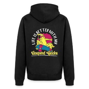 La vie est meilleure avec mon amoureux des reptiles gecko léopard - Veste à capuche bio Premium Unisexe - noir - Dos - Nico (187cm)