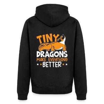 Reptilienleopard Gecko Liebhaber Eidechse Herpetologie - Unisex Premium Bio Zip Hoodie - Schwarz - Hinten - Nico (187cm)