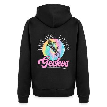 This Girl Loves Geckos Reptile Leopard Gecko Lover - Unisex Premium Organic Zip Hoodie - black - Back - Nico (187cm)