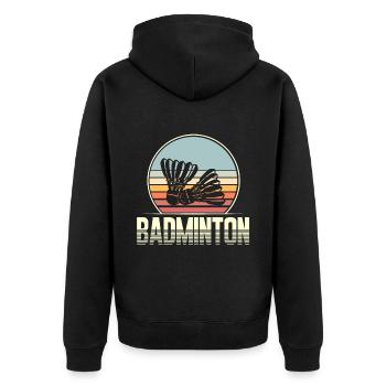 Badminton - Unisex Premium Bio Zip Hoodie - Schwarz - Hinten - Nico (187cm)