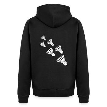 Badminton - Unisex Premium Bio Zip Hoodie - Schwarz - Hinten - Nico (187cm)