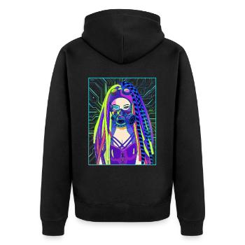 Cyber Aesthetic Anime Girl Cyber Goth - Unisex Premium Bio Zip Hoodie - Schwarz - Hinten - Nico (187cm)