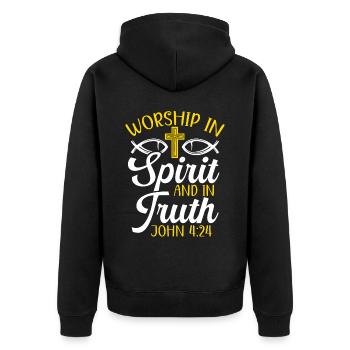 Christian Believer Religious Pastor Bible - Unisex Premium Organic Zip Hoodie - black - Back - Nico (187cm)