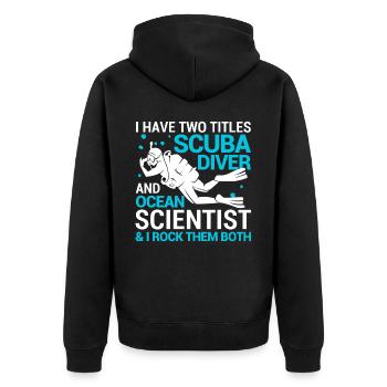 Funny Marine Biologist Marine Biology - Unisex Premium Organic Zip Hoodie - black - Back - Nico (187cm)