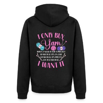 Knitting Knitter I Only Buy Yarn - Unisex Premium Bio Zip Hoodie - Schwarz - Hinten - Nico (187cm)