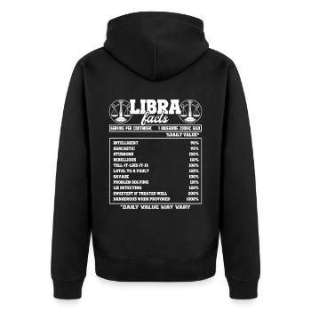 Libra Libra Facts Horoscope - Unisex Premium Organic Zip Hoodie - black - Back - Nico (187cm)