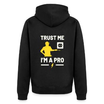 Ich Bin Ein Profi Handwerker Lustiges Elektriker - Unisex Premium Bio Zip Hoodie - Schwarz - Hinten - Nico (187cm)
