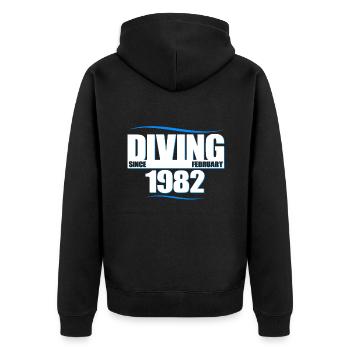 Diver Birthday - Diving since February 1982 - Unisex Premium Organic Zip Hoodie - black - Back - Nico (187cm)