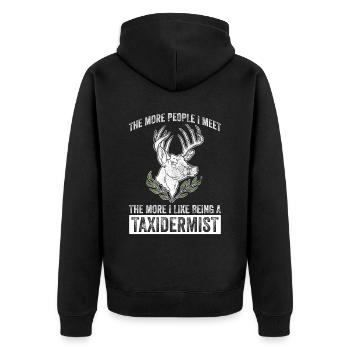 Taxidermie Präparator Tiermontage - Unisex Premium Bio Zip Hoodie - Schwarz - Hinten - Nico (187cm)