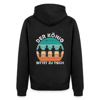 Der König Bittet Zu Tisch - Unisex Premium Bio Zip Hoodie - Schwarz - Hinten - Nico (187cm)