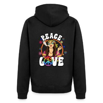 60s 70s Costume Peace Love Hippie - Veste à capuche bio Premium Unisexe - noir - Dos - Nico (187cm)