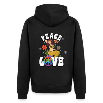 années 60 70 Costume Paix Amour Hippie - Veste à capuche bio Premium Unisexe - noir - Dos - Nico (187cm)
