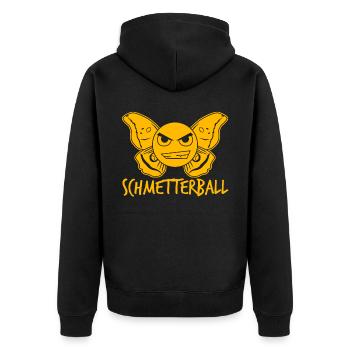 Tischtennis Schmetterball Schmetterling - Unisex Premium Bio Zip Hoodie - Schwarz - Hinten - Nico (187cm)