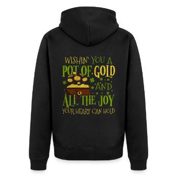 Je vous souhaite un pot d’or Saint-Patrick - Veste à capuche bio Premium Unisexe - noir - Dos - Nico (187cm)
