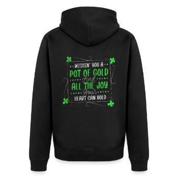 Je vous souhaite un pot d’or Saint-Patrick - Veste à capuche bio Premium Unisexe - noir - Dos - Nico (187cm)