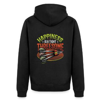 Glück Ist Ein Enges Dreiergespann, Dartpfeil - Unisex Premium Bio Zip Hoodie - Schwarz - Hinten - Nico (187cm)