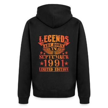 Anniversaire Septembre 1991 Edition Limitée Millésime - Veste à capuche bio Premium Unisexe - noir - Dos - Nico (187cm)