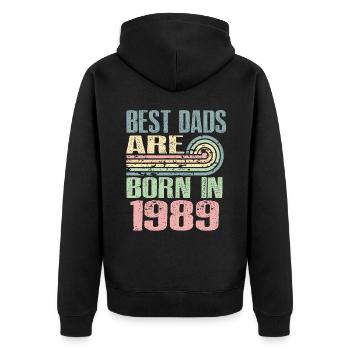 Die Besten Väter Sind 1989 Geboren, 34 Jahre Alt, - Unisex Premium Bio Zip Hoodie - Schwarz - Hinten - Nico (187cm)