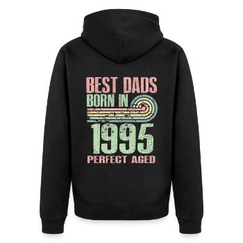 Die Besten Väter Sind 1995 Geboren, 28 Jahre Alt, - Unisex Premium Bio Zip Hoodie - Schwarz - Hinten - Nico (187cm)