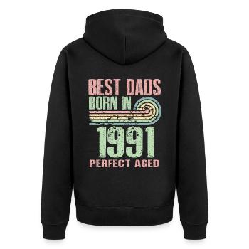 The best fathers were born in 1991, 32 years old, - Unisex Premium Organic Zip Hoodie - black - Back - Nico (187cm)