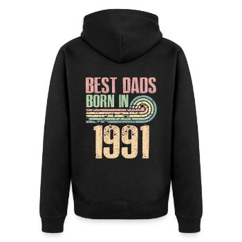 The best fathers were born in 1991, 32 years old, - Unisex Premium Organic Zip Hoodie - black - Back - Nico (187cm)
