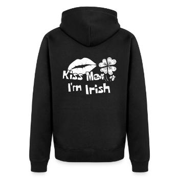Kiss Me Im Irish Funny St Patricks Day - Unisex Premium Bio Zip Hoodie - Schwarz - Hinten - Nico (187cm)