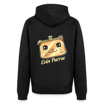 Cat Wallet Coin Purrse On Purrsday - Unisex Premium Bio Zip Hoodie - Schwarz - Hinten - Nico (187cm)