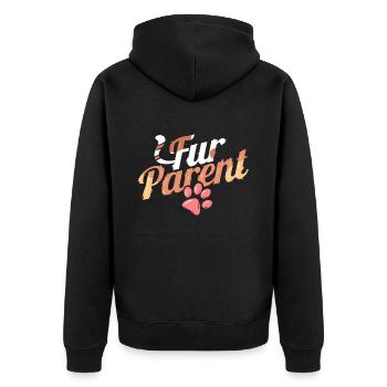 Logo Fur Parent With Cat Paw On Purrsday - Unisex Premium Bio Zip Hoodie - Schwarz - Hinten - Nico (187cm)
