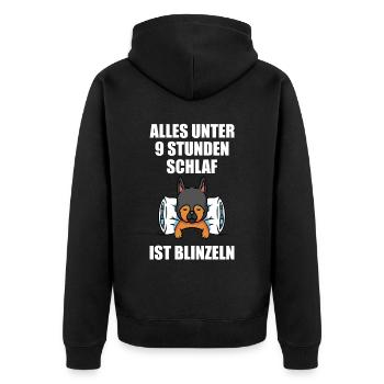 Unter 9 Stunden Schlaf ist Blinzeln Schäferhund - Unisex Premium Bio Zip Hoodie - Schwarz - Hinten - Nico (187cm)
