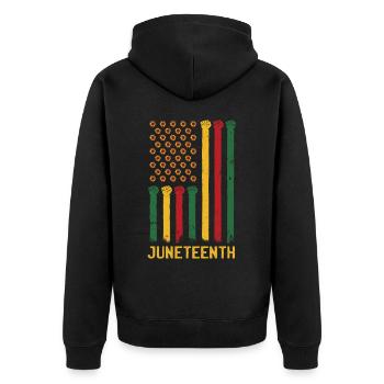 Juneteenth Freedom 19th June Black History Month - Unisex Premium Organic Zip Hoodie - black - Back - Nico (187cm)