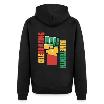 Juneteenth Freedom 19th June Black History Month - Unisex Premium Organic Zip Hoodie - black - Back - Nico (187cm)