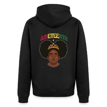 Juneteenth Freedom 19th June Black History Month - Unisex Premium Organic Zip Hoodie - black - Back - Nico (187cm)