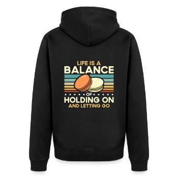 Macaron Life Is Balance Of Holding Retro Snacking - Unisex Premium Organic Zip Hoodie - black - Back - Nico (187cm)