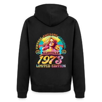 1973 Birthday Retro Vintage born in 1973 - Unisex Premium Organic Zip Hoodie - black - Back - Nico (187cm)
