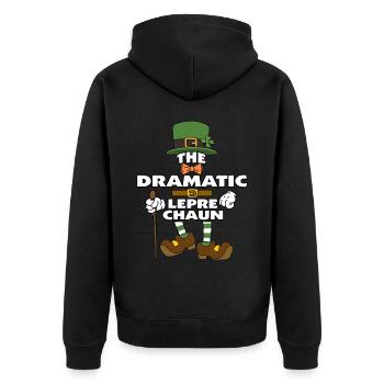 Le lutin dramatique de la Saint-Patrick - Veste à capuche bio Premium Unisexe - noir - Dos - Nico (187cm)