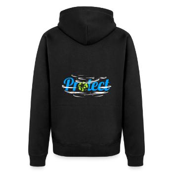 Logo Protect Earth With Clouds For Earth Day - Unisex Premium Bio Zip Hoodie - Schwarz - Hinten - Nico (187cm)