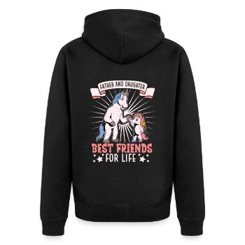 Freunde fürs Leben - Vater und Tochter - Unisex Premium Bio Zip Hoodie - Schwarz - Hinten - Nico (187cm)