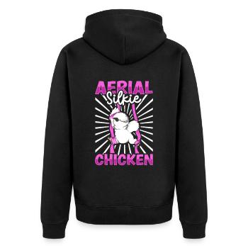Soies aériennes - Poulet Silkie aérien - Veste à capuche bio Premium Unisexe - noir - Dos - Nico (187cm)