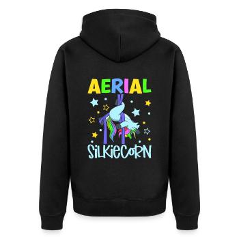 Silkiecorn aérien - Soies aériennes - Veste à capuche bio Premium Unisexe - noir - Dos - Nico (187cm)