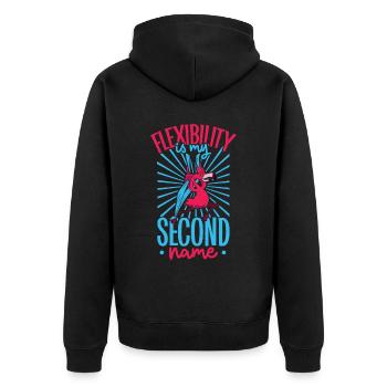 Flamingo beim Aerial Silks - Unisex Premium Bio Zip Hoodie - Schwarz - Hinten - Nico (187cm)