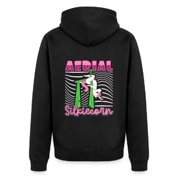 Aerial Silk - Aerial Silkiecorn - Unisex Premium Organic Zip Hoodie - black - Back - Nico (187cm)