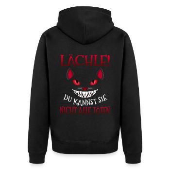 Lächle! Du Kannst Sie Nicht Alle Töten - Unisex Premium Bio Zip Hoodie - Schwarz - Hinten - Nico (187cm)