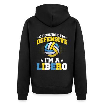 Bien sûr, je suis sur la défensive, je suis un libéro - Veste à capuche bio Premium Unisexe - noir - Dos - Nico (187cm)
